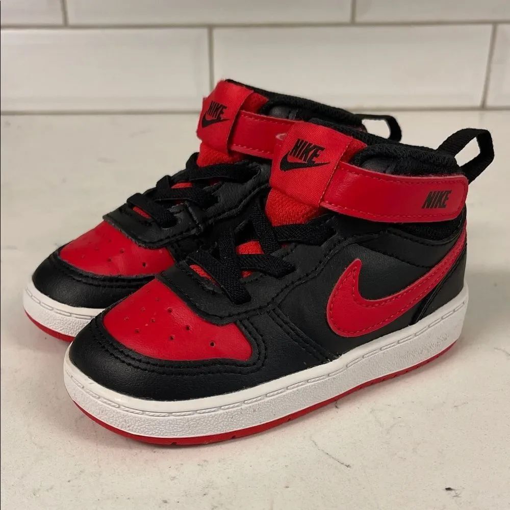 Nike (TD) Court Borough Mid 2 'Bred' Kids Sneakers CD7784-003 Size 7C